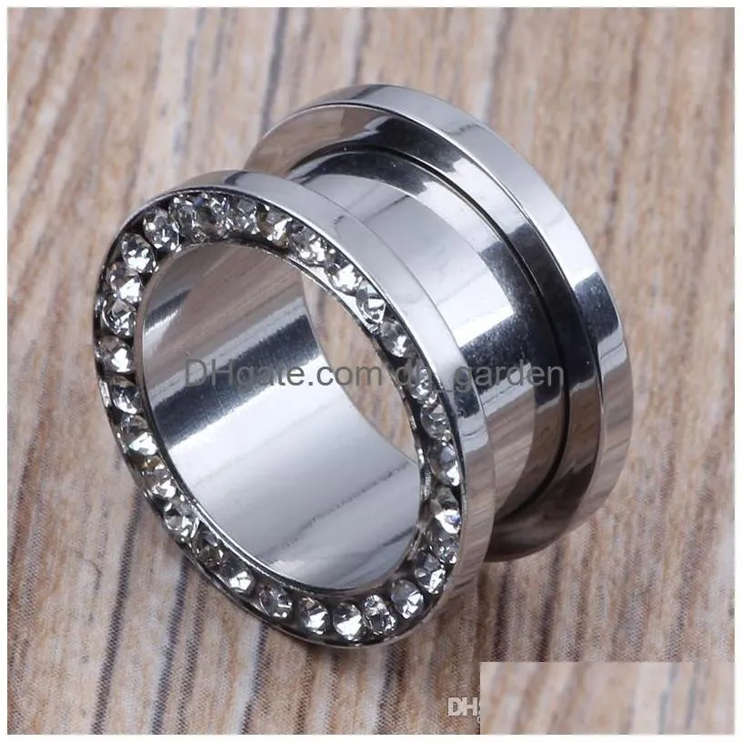 new arrival screw clamp crystal flesh tunnel ear piercing f80 mix 416mm 160pcs/lot stainless steel body jewelry