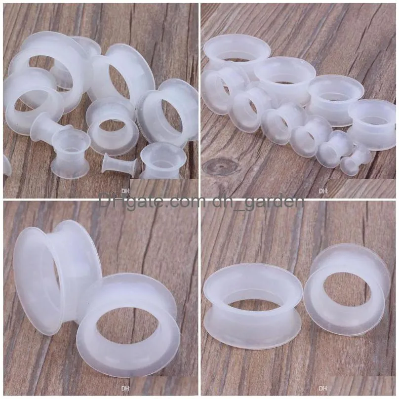 f29 mix 425mm 192pcs clear silicone double flare silicone flesh tunnel ear plug body jewelry