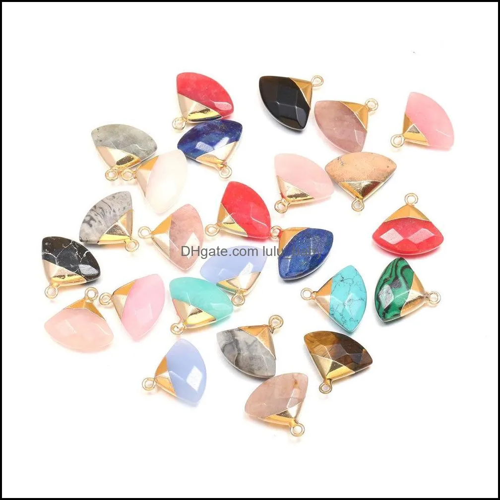 natural stone sector rose quartz lapis lazuli turquoise pendant charms diy for druzy bracelet necklace earrings jewelry making