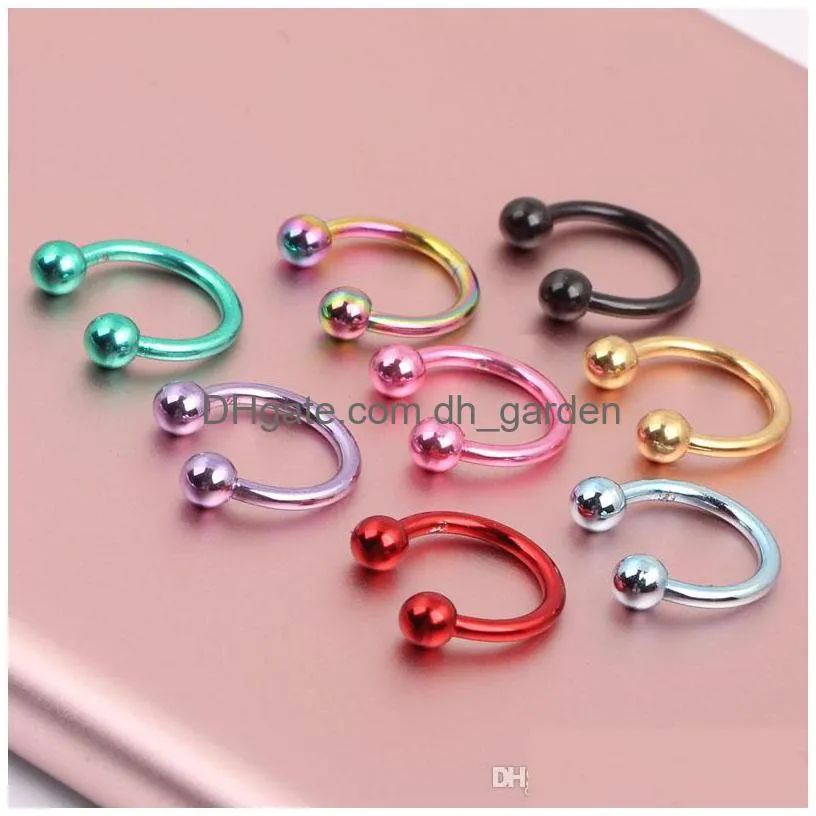 16g titanium anodized balls circulars horseshoes cbr ring eyebrow nose rings body piercing jewelry