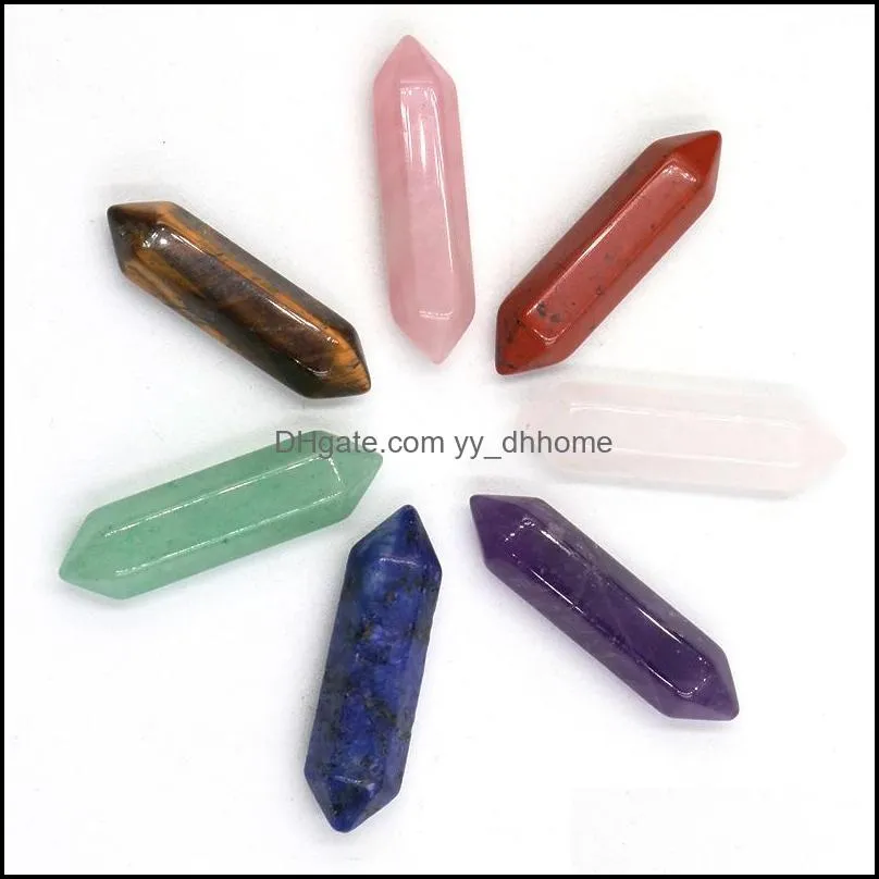 7 chakra set reiki natural stone crystal stones ornaments hexagon prism quartz yoga energy bead chakra healing art craft yydhhome