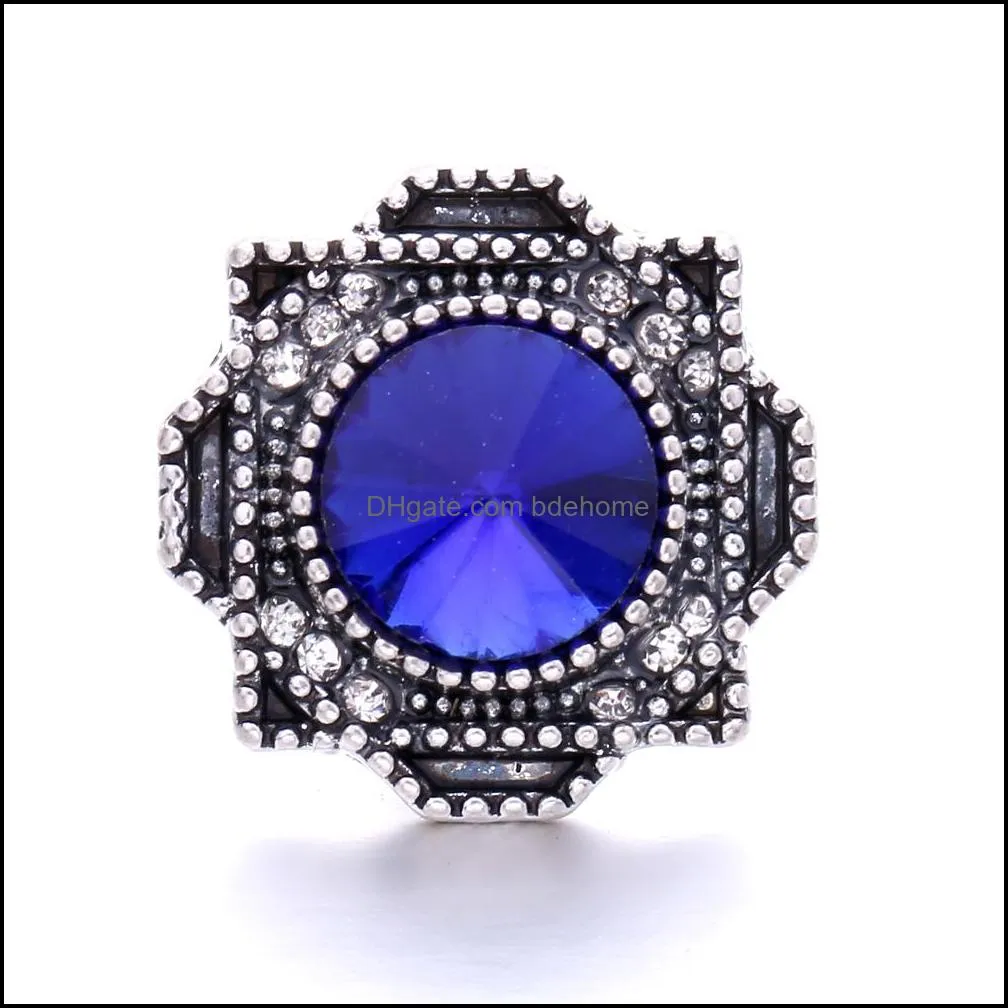 wholesale retro rhinestone square ginger snap button clasps jewelry findings women men zircon charms 18mm metal snaps buttons factory