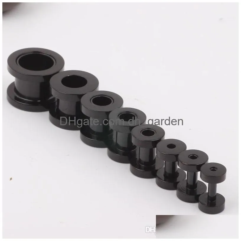 100pcs/lot mix 210mm stainless steel screw black ear plug flesh tunnel piercing body jewelry