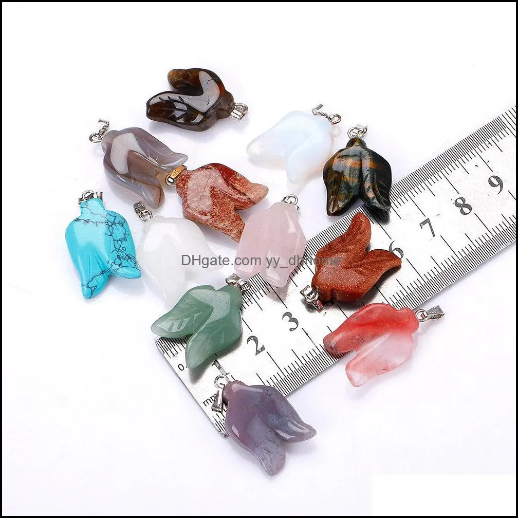 natural crystal rose quartz carved flower leaf shape stone pendant necklace chakra healing jewelry for women yydhhome