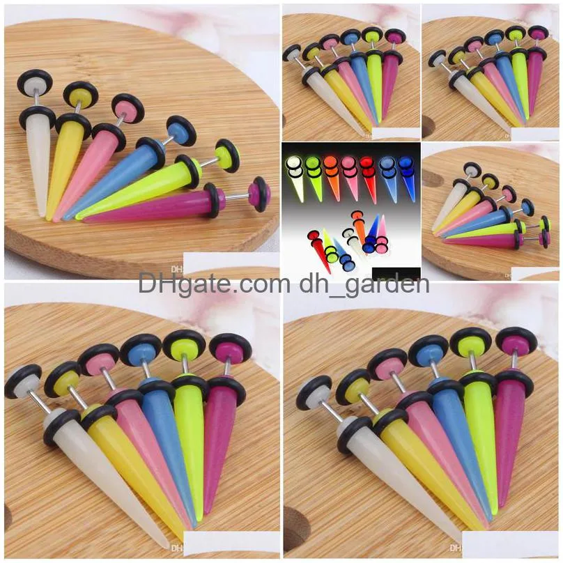 acrylic fake taper with glow in the dark fake stretcher 16g 6 color 60pcs wholesales fake ear plug