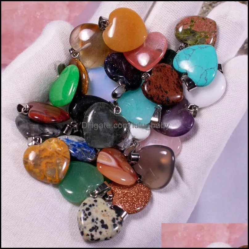 natural stone 20mm heart tigers eye opal pink quartz star healing pendants charms diy for jewelry accessories making