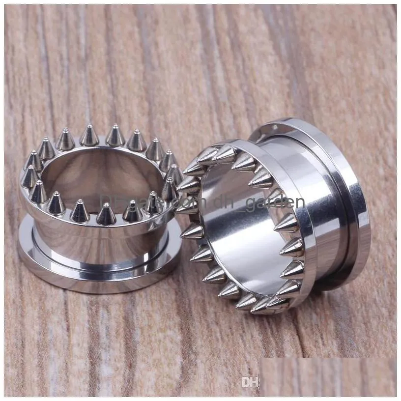 mix 518mm 80pcs/lot spike overstate rivet screw flesh tunnel stainless steel ear plug piercing body