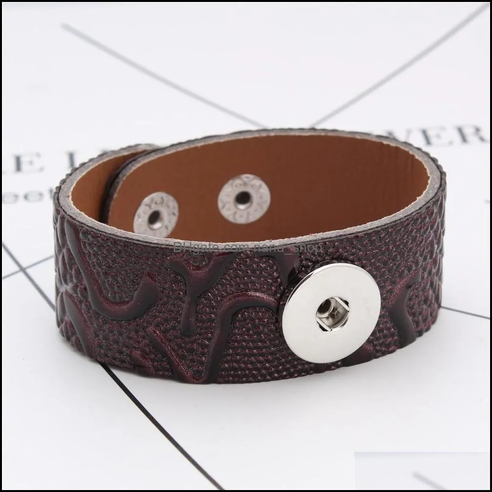  styles snaps jewelry wood color 18mm snap button bracelet pu leather band ginger snap button bracelet snap button jewelry