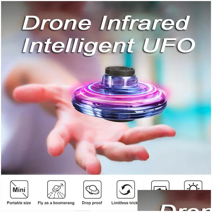 flynova ufo fidget spinner toy kids portable flying 360° rotating shinning led lights release xmas flying toy gift