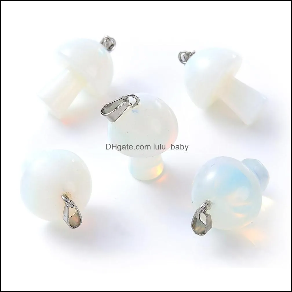 natural mushroom charms aventurine lapis lazuli crystal tiger eye stone beads pendant for diy necklace jewelry making
