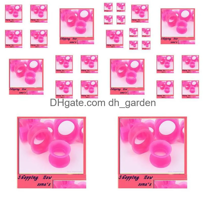 f311 mix 425mm 48pcs pink silicone double flare silicone flesh tunnel ear plug body jewelry