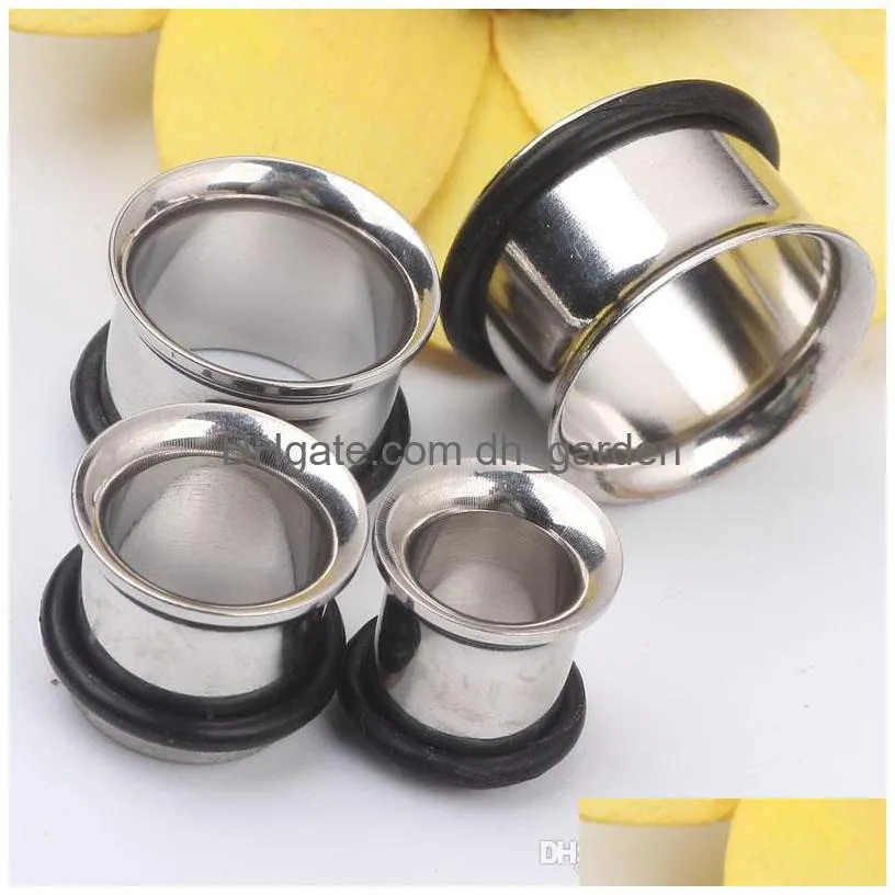 mix 314mm stainless steel silver single flare with o ring flesh tunnel piercing ear plugs body jewelry