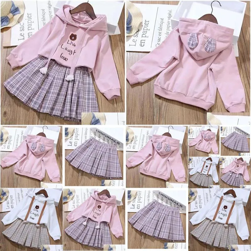 girls dresses kids clothing suits spring autumn girls plaid skirt suits dress longsleeved dresses suits fashion