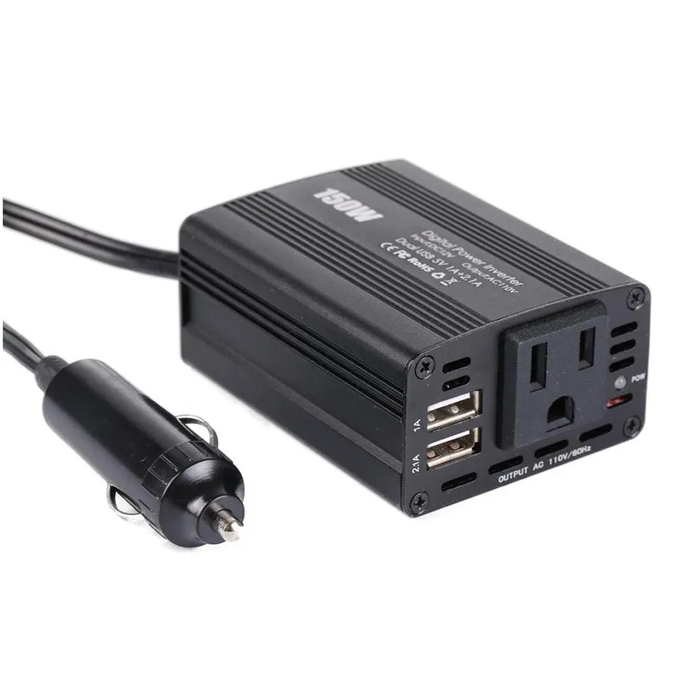 150w car chargers power inverter 12v dc to 110v ac converter with 3.1a dual usb carcharger