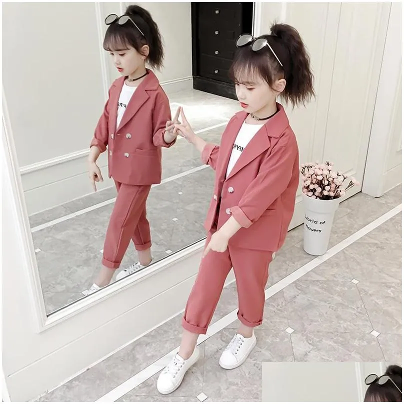 clothing sets clothes for kids girls jacket add pants 2pcs teenage baby spring autumn childrens suit set 4 6 8 10 12 14 years