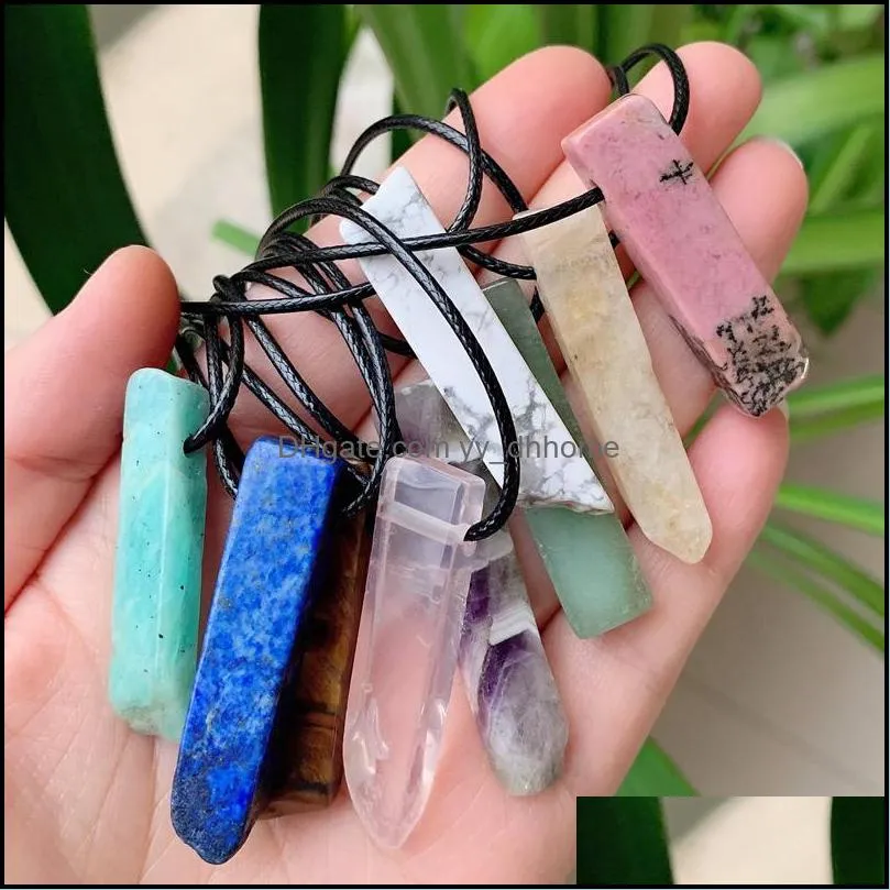 irregular raw quartz pendulum natural stone pendant necklace amethyst amazonite citrines lapis pink crystal necklaces healin yydhhome