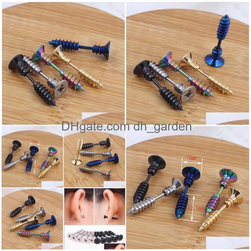 5 color 30pcs/lot single fashion uni fine ear cuff stainless steel whole screw stud earrings body piercing