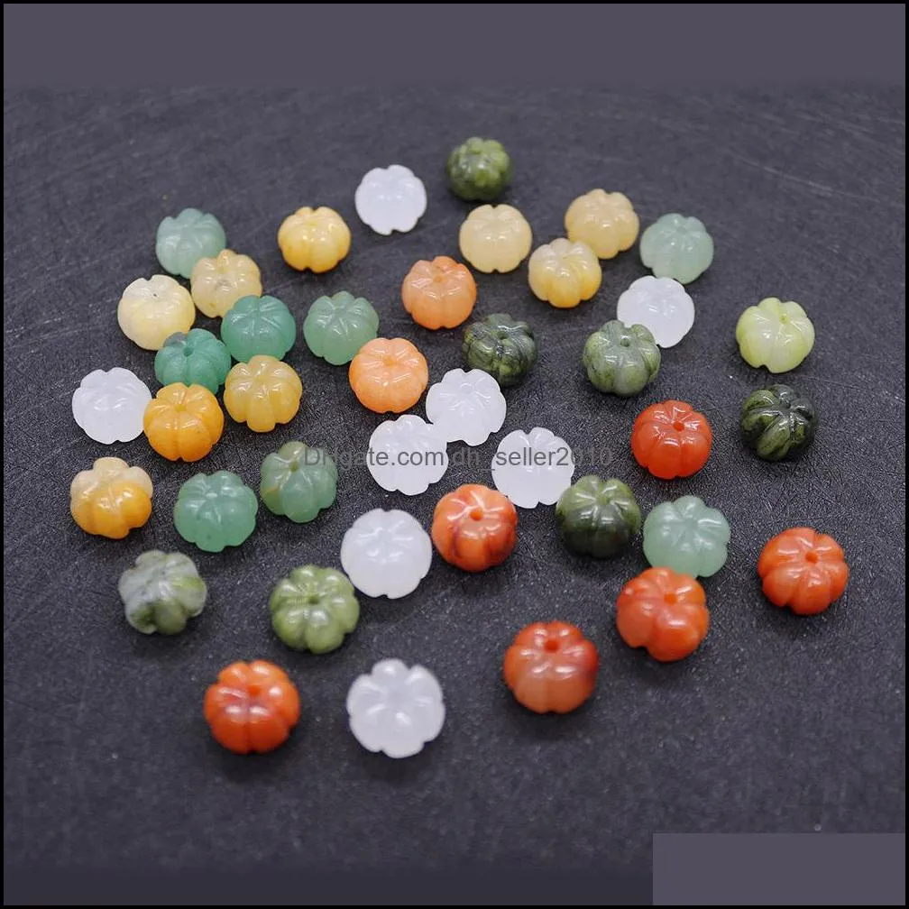 9x13mm pumpkin shaped natural crystal stone beads pink white green orange punched loose bead diy jewelry making accessori dhseller2010
