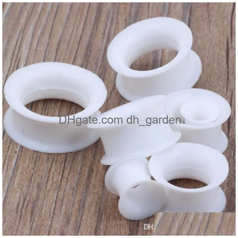 f28 mix 425mm white silicone double flare silicone flesh tunnel ear plug 192pcs body jewelry