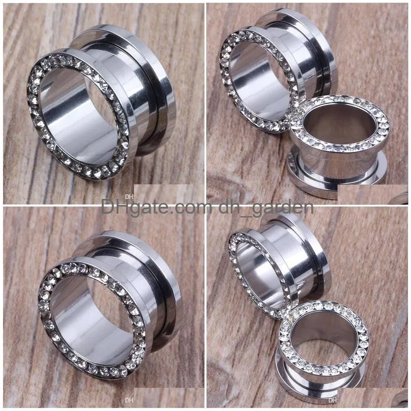 new arrival screw clamp crystal flesh tunnel ear piercing f80 mix 416mm 160pcs/lot stainless steel body jewelry