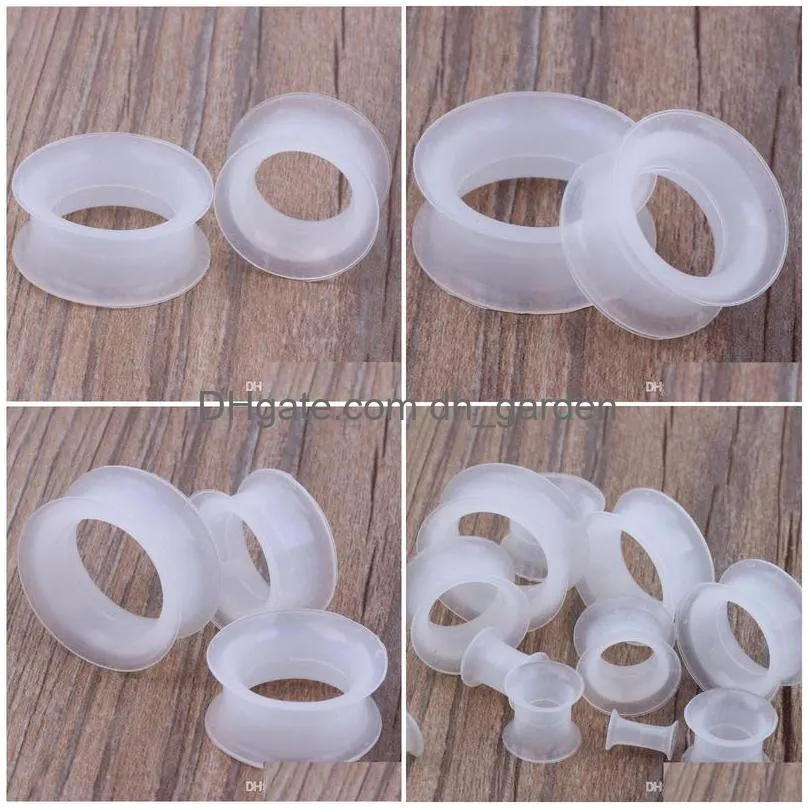 f29 mix 425mm 192pcs clear silicone double flare silicone flesh tunnel ear plug body jewelry