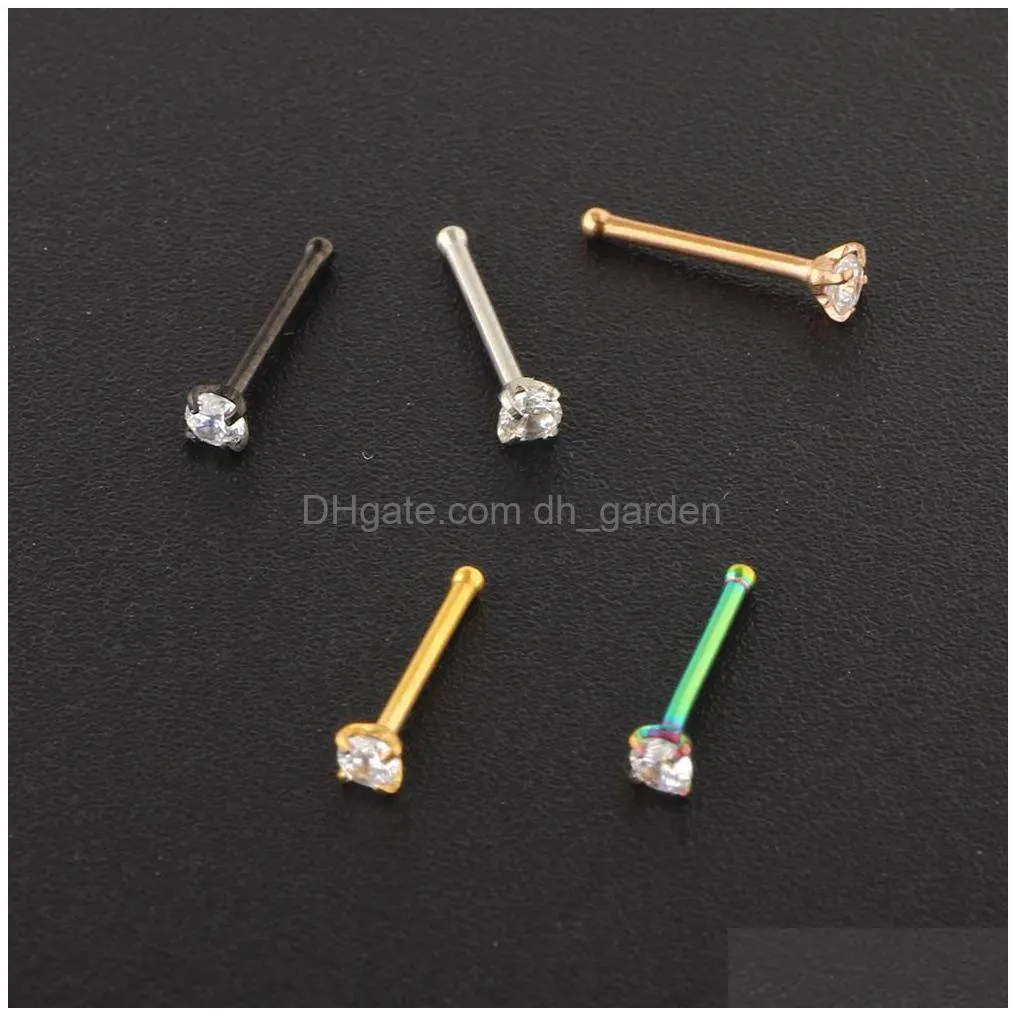 nostril piercings cz crystal piercing nose stud stainless steel star rings nariz jewelry wholesales mix color