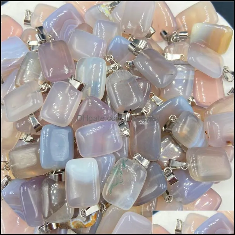 natural stone rectangle charms opal quartz tigers eye turquoise crystal pendants clear gem stone fit necklace making assorted