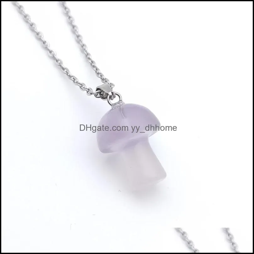 20mm mushroom statue glass stone carving pendant reiki healing polishing gem necklace for women jewelry yydhhome