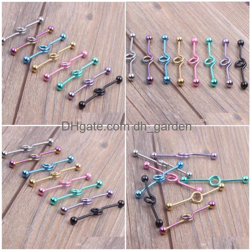 industrial barbell coil 14 gauge cartilage earring jewelry ear unique y gift 8 color 80pcs piercing body