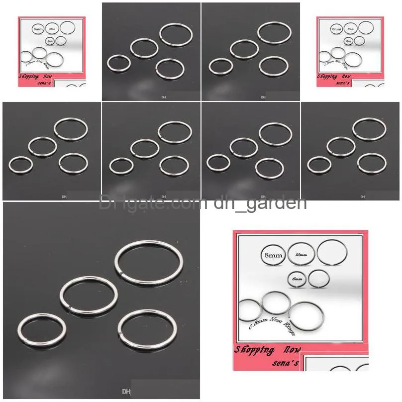 n30 nose jewelry wholesales 100pcs/lot mix 3 size body piercing jewelry stainless steel nose ring hoop ring