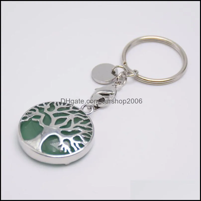 natural glass crystal stone key ring tree of life pendant handmade keychains key holder for women girl car bags accessorie carshop2006