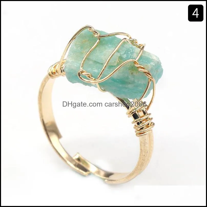 fashion crystal stone ring handmade gold wire wrap druzy bohemian jewelry gift rings for women birthday party rings carshop2006