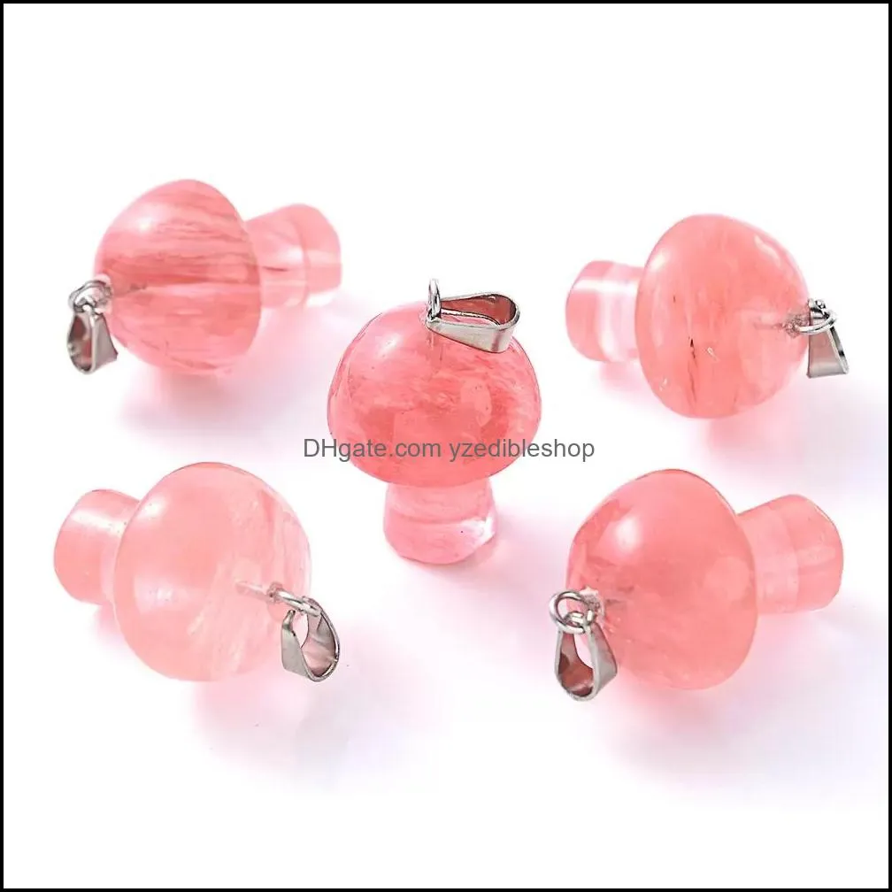 2cm mushroom statue natural crystal stone carving charms reiki healing gem pendant for women jewelry makin yzedibleshop