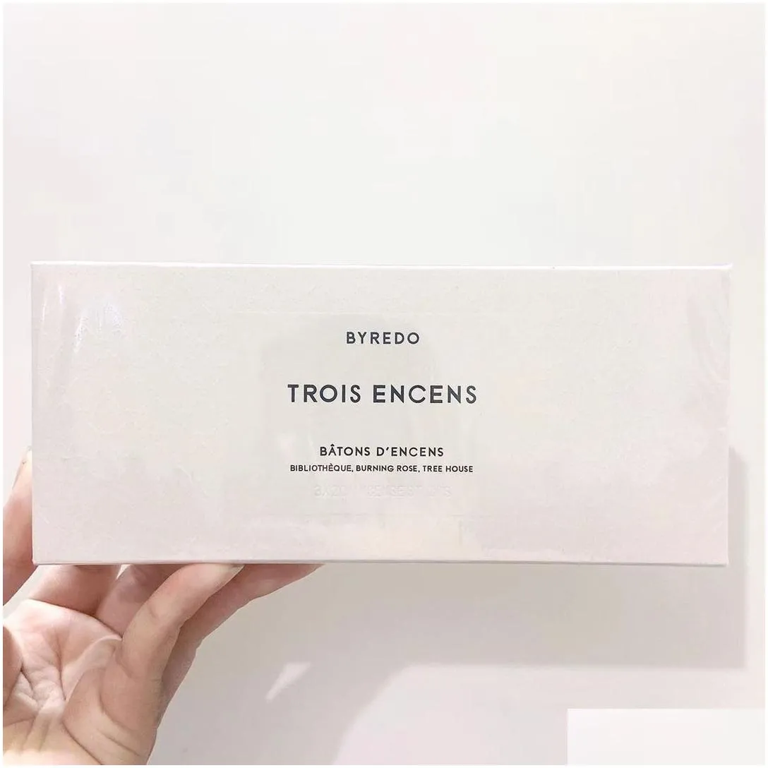 byredo trois encens 60pcs set incense sticks 20pcs with 3kinds bibliotheque burning rose tree house long lasting smell solid perfume fragrance