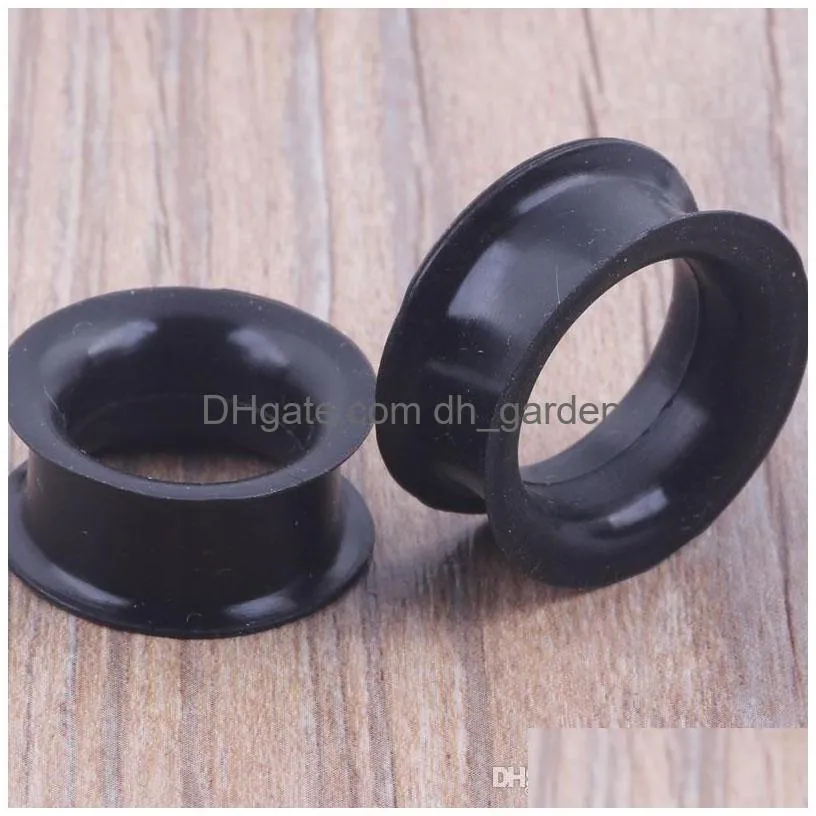 mix 425mm silicone double flare silicone flesh tunnel ear plug 96pcs black color body jewelry