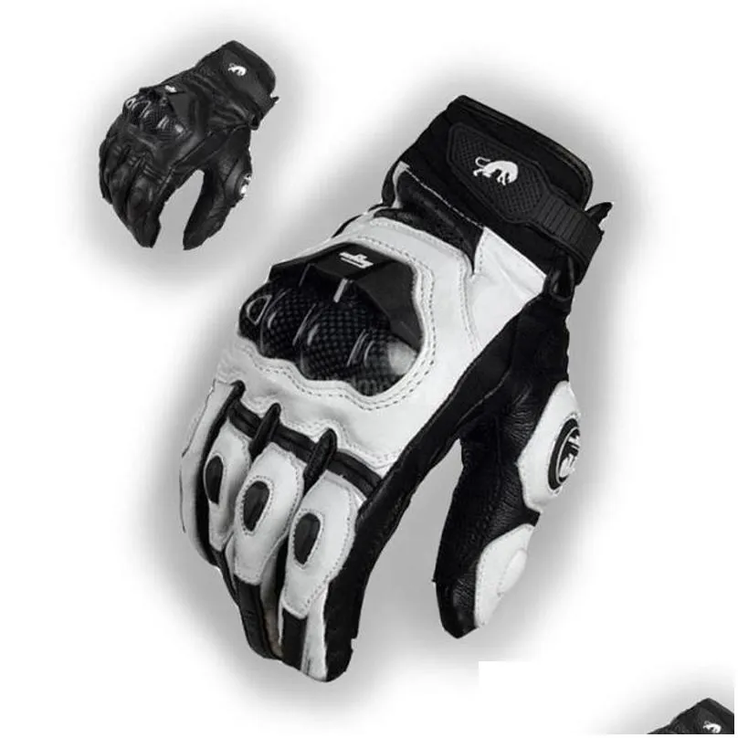 motorcycle gloves black racing genuine leather motorbike white road racing team glove men summer winter