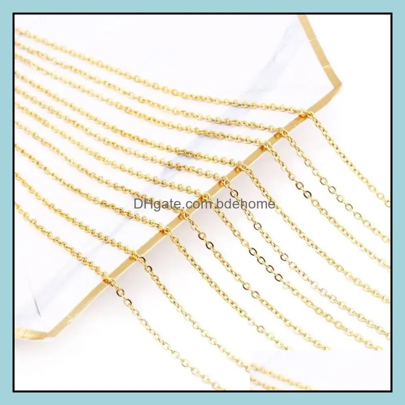 18k gold stainless steel chains fashion 45add5cm thin link necklaces diy pendant fine jewelry for women girls