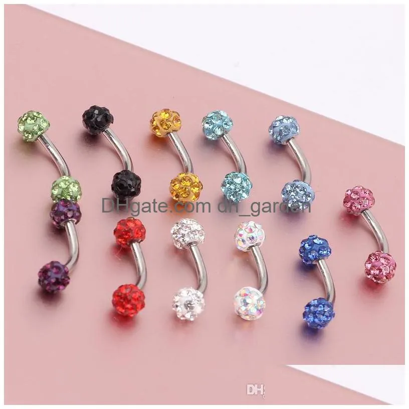 e10 eyebrow ring 30pcs/lot mix 10 color shamballa disco ball eyebrow stud piercing jewery eyebrow bar