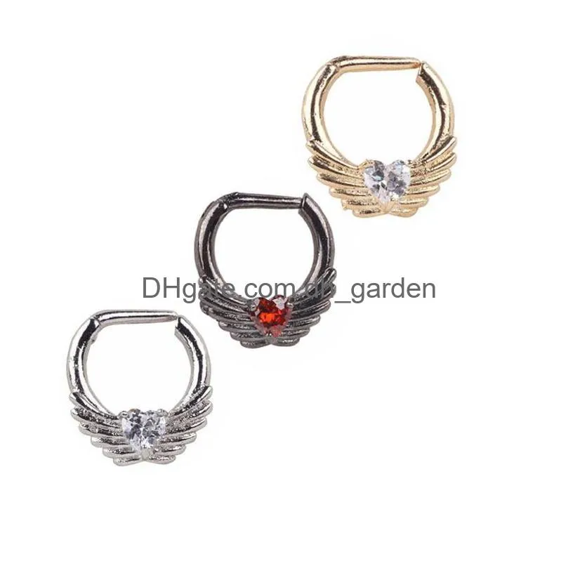 316 l surgical steel zircon nose ring hoop ring nose body jewelry fake septum rings piercing