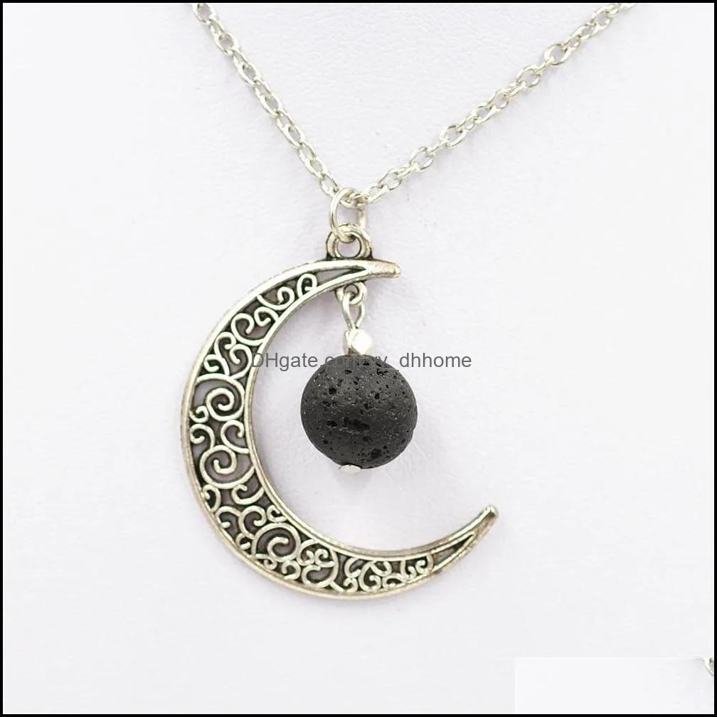 natural black lava stone  oil perfume diffuser necklace moo sun choker minimalist aromatherapy pendant yydhhome