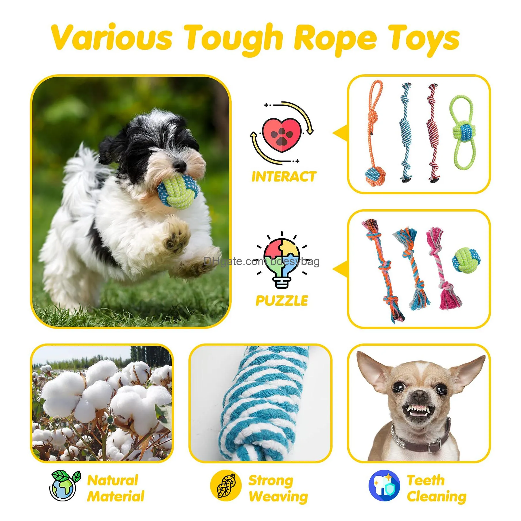 luxury dog chew toys for puppy cute small dog toys with ropes puppy chew toys treat ball and squeaky puppy toys for teething