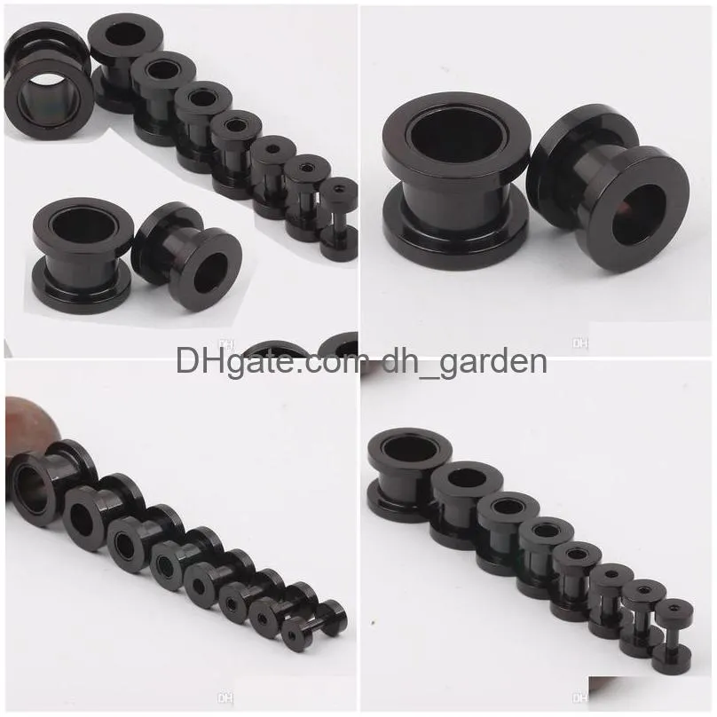 100pcs/lot mix 210mm stainless steel screw black ear plug flesh tunnel piercing body jewelry