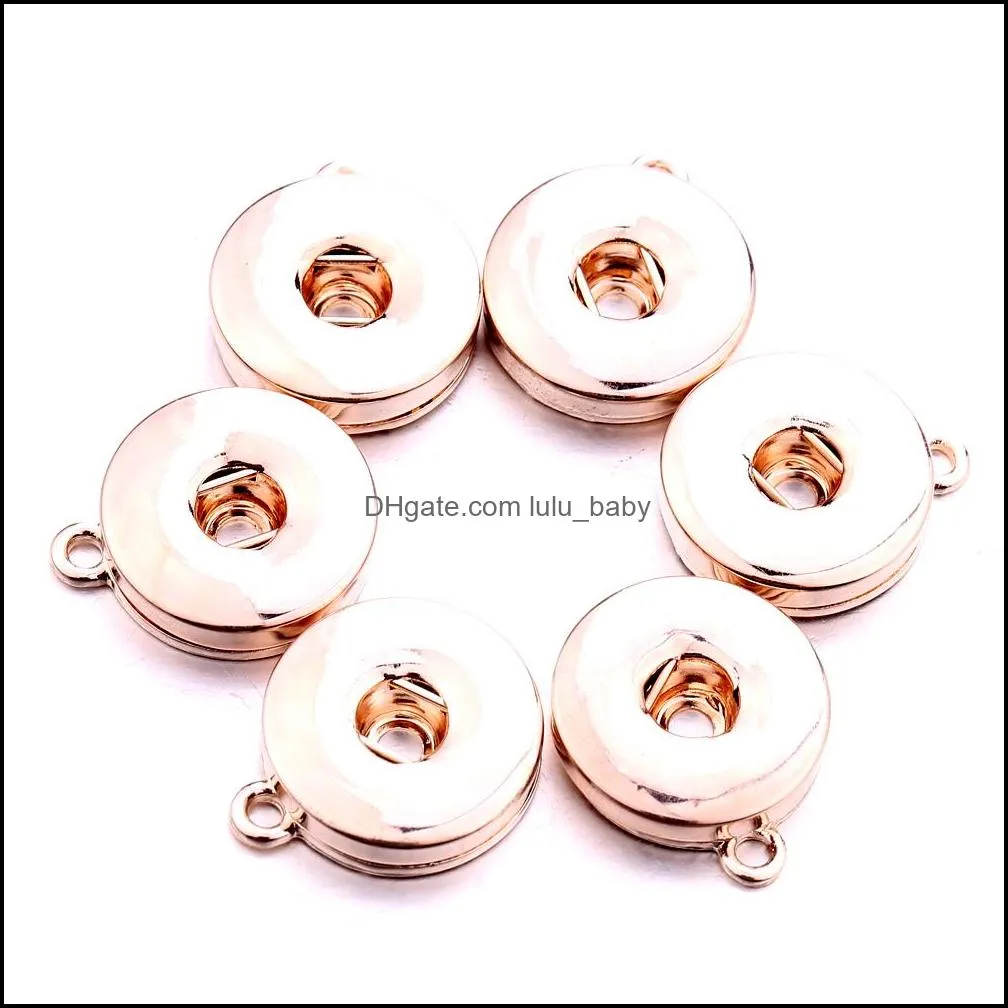 silver rose gold alloy 18mm ginger snap button base charms pendants for snaps bracelet earrings necklace diy jewelry accessory