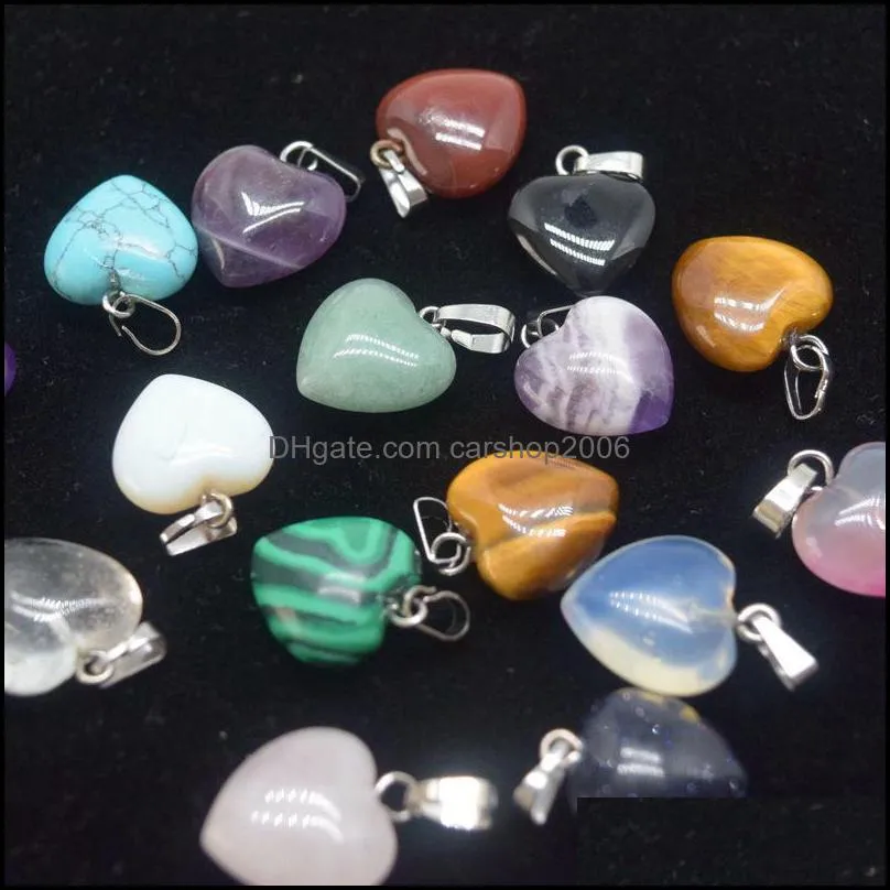 15mm heart chakra stone pendant healing rose crystal reiki charms for necklace diy jewelry making amethyst quart carshop2006