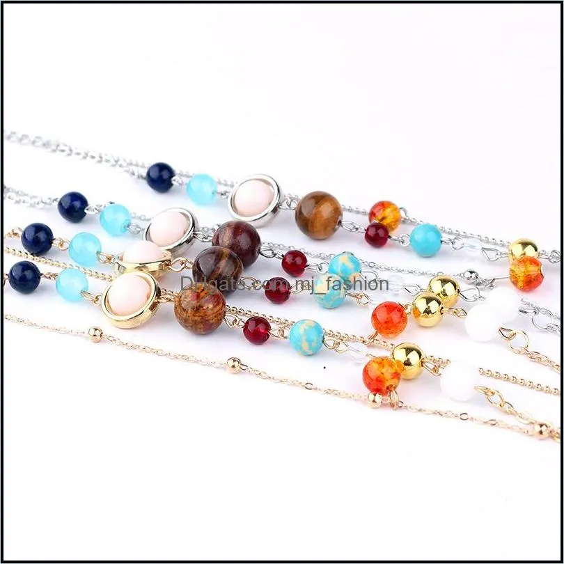 universe galaxy the eight planets in the solar system guardian star natural stone beads bracelet for women jewlry