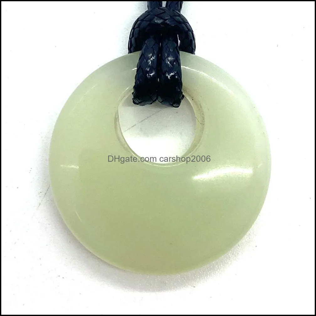 27mm lucky ring healing natural stone pendant agate lapsi pink crystal necklaces rope chain for women carshop2006