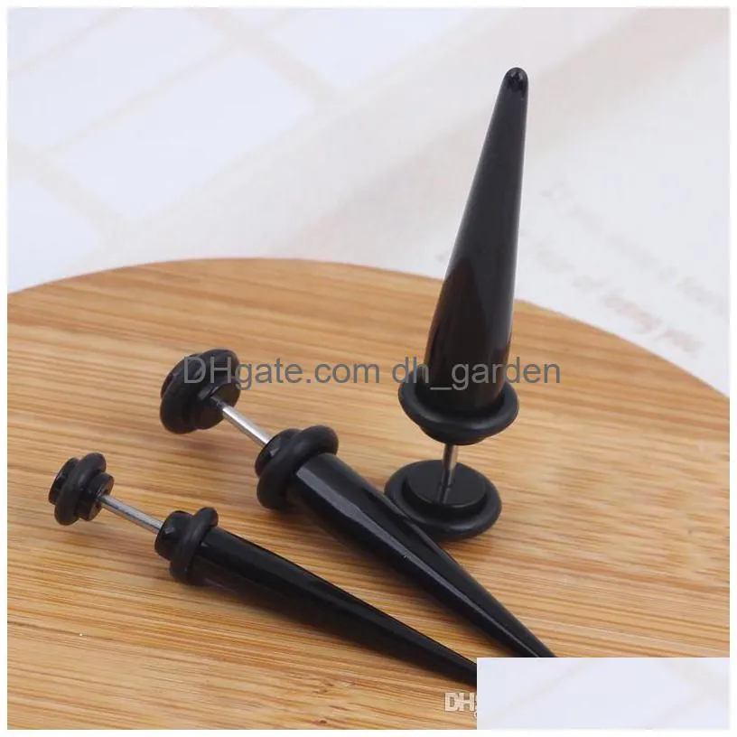 black uv acrylic fake ear plugs stretcher earring taper spike cheater expander 60pcs 3 size earing stud piercing