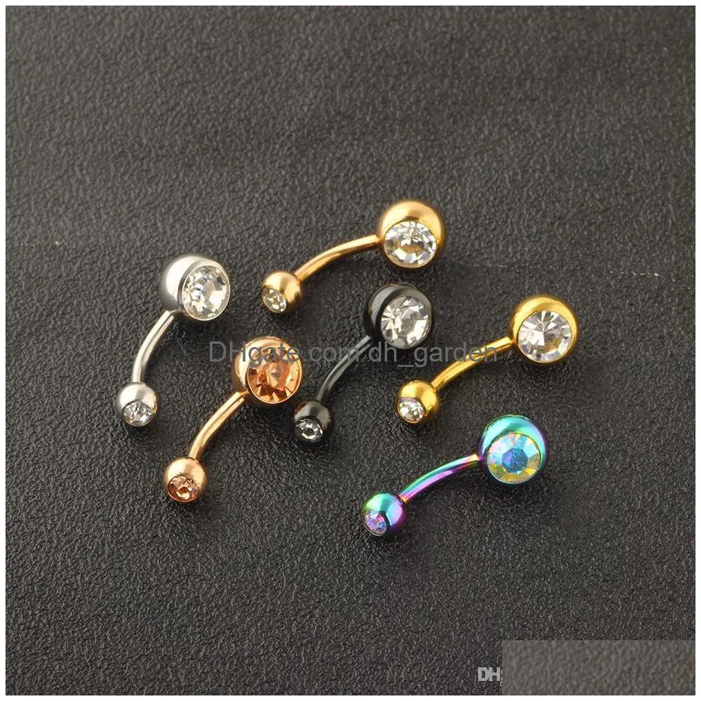 wholesale belly piercing earrings 14g belly button rings stainless navel ring screw bar body jewelry 120pcs 6 colors