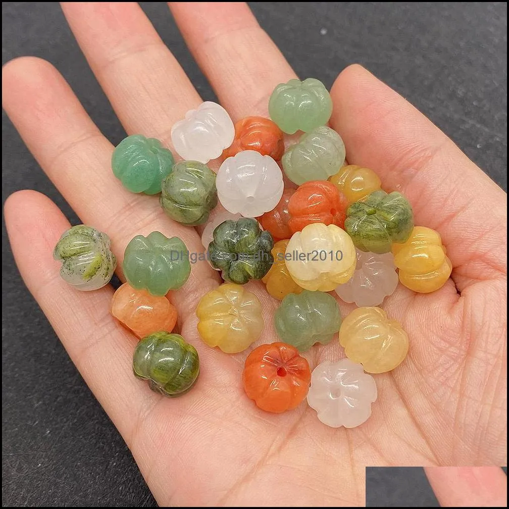 9x13mm pumpkin shaped natural crystal stone beads pink white green orange punched loose bead diy jewelry making accessori dhseller2010