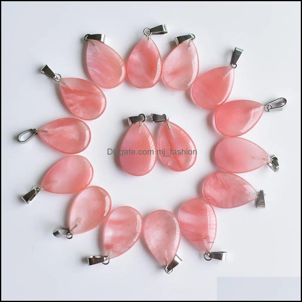 natural stone water drop rose quartz opal pendants pink crystal pendants clear chakras gem stone fit earrings necklace making assorted